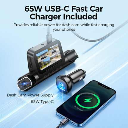 <tc>AZDome M660 Max 4 canaux, 128 Go, 4K, Wi-Fi, GPS, dashcam à 360 degrés</tc>