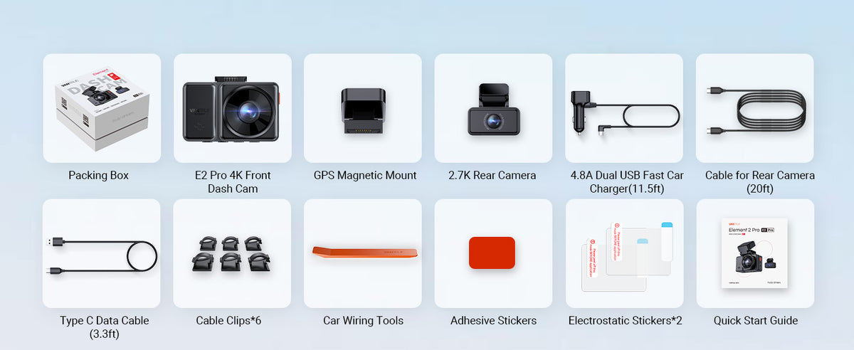 Vantrue E2 Pro Cloud 4K Wifi GPS dashcam