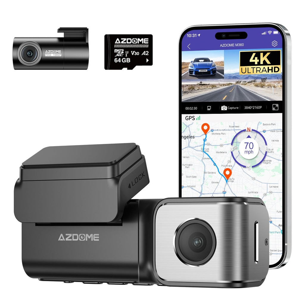 AZDome M360 2CH 4K Wifi GPS 64 Go dashcam