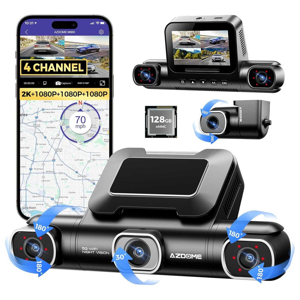 AZDome M660 4CH 128gb 2K Wifi GPS 360 degrés dashcam