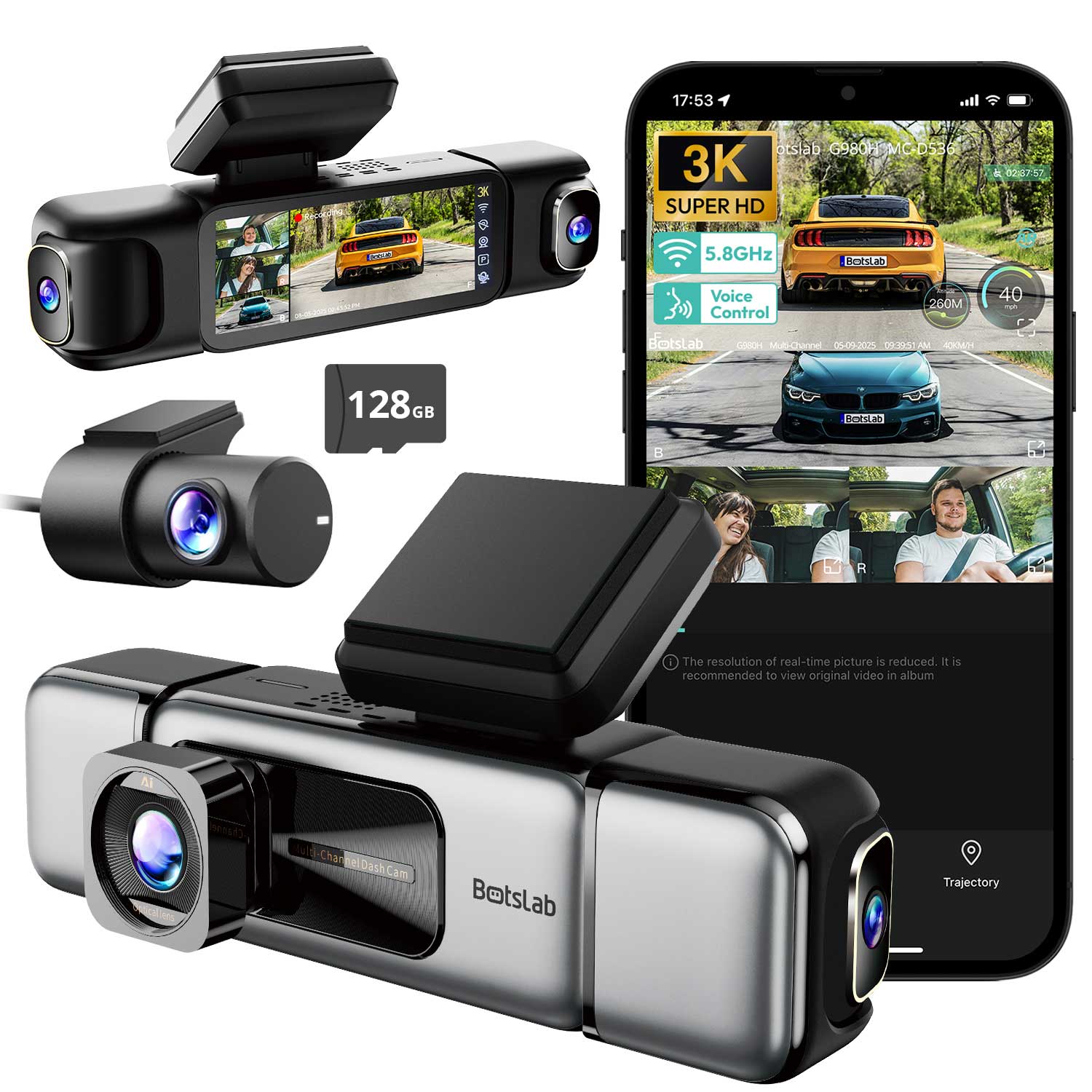 <tc>Botslab G980H Pro 4CH 4K Wifi GPS 128 go dashcam 360 degrés</tc>
