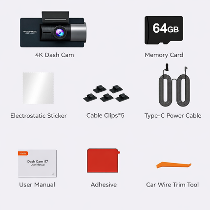 Wolfbox i17 3CH 4K Wifi GPS 64 go dashcam