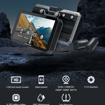 Innovv N1 Pro 2CH Wifi GPS Carplay monitor en dashcam voor motor