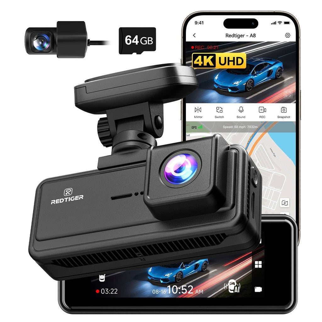 <tc>Redtiger A8 2CH 4K Touch Wifi GPS 64 Go dashcam</tc>