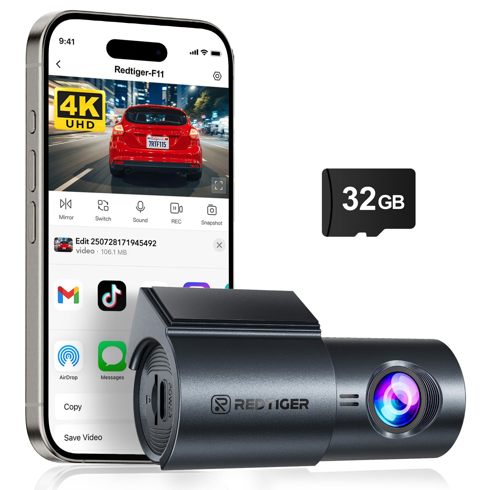 <tc>Redtiger F11 4K 1CH Wifi 32 Go dashcam</tc>