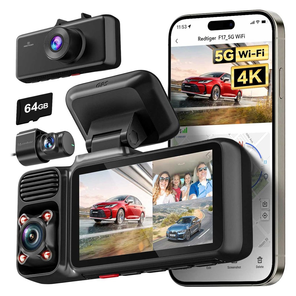 Redtiger F17 3CH 4K Wifi GPS 64 go dashcam