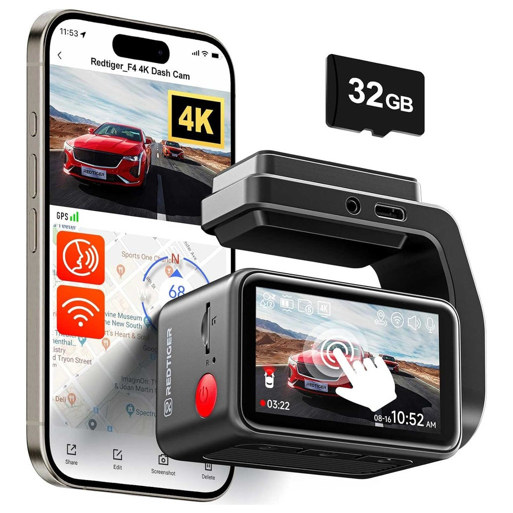 Redtiger F4 4K Touch Wifi GPS 32 go dashcam