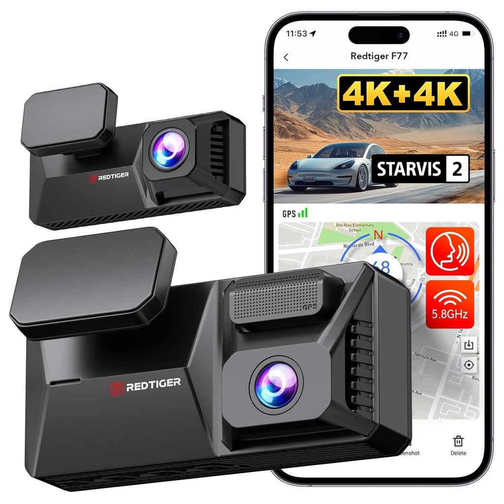 Redtiger F77 4K Touch Wifi GPS 2CH 128 go dashcam