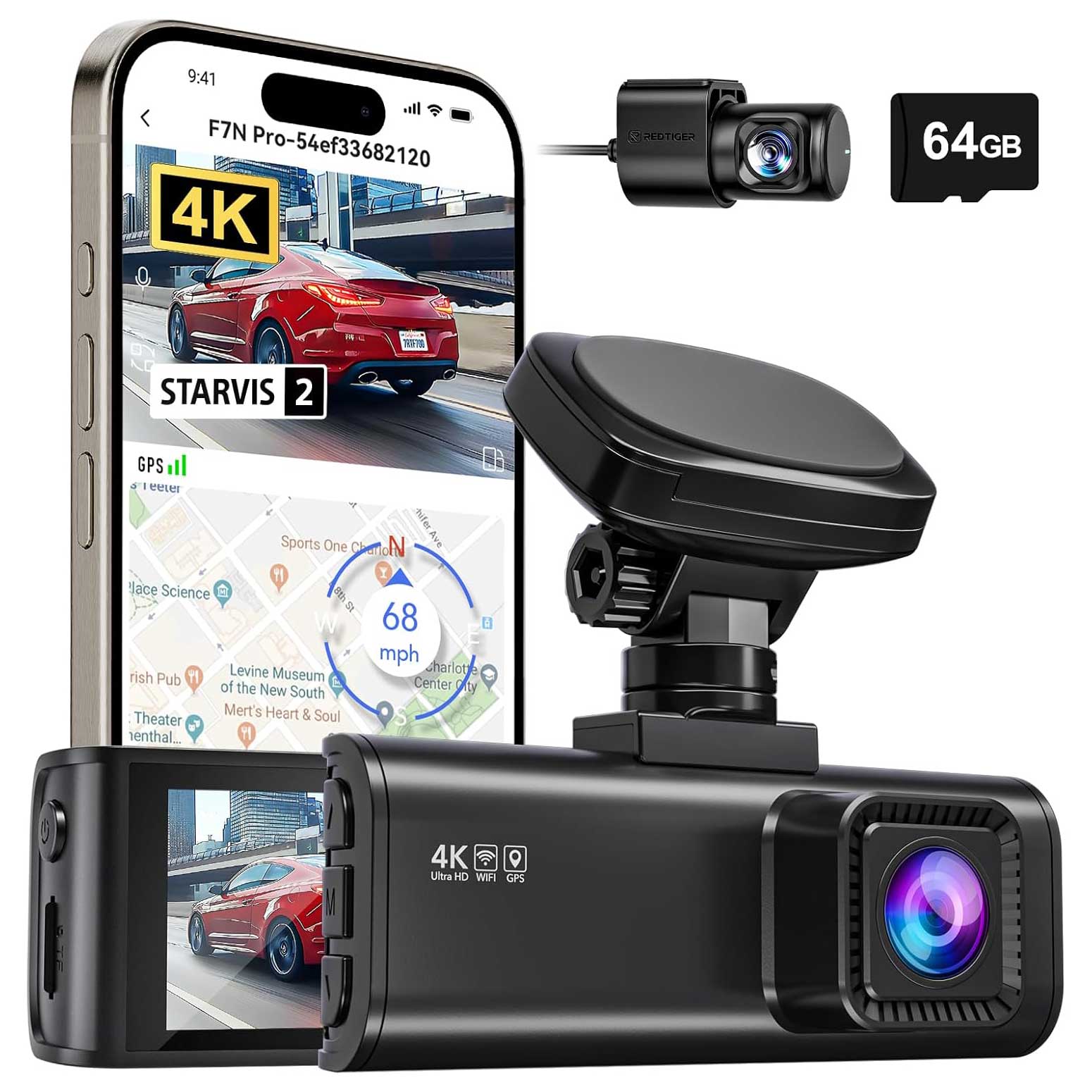 <tc>Redtiger F7N Pro 4K Wifi GPS 2CH 64 go dashcam</tc>