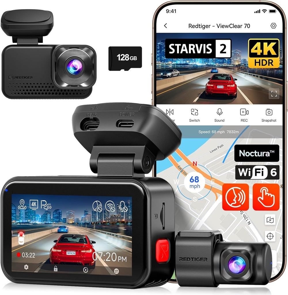 <tc>Redtiger ViewClear 70 4K Touch Wifi GPS 2CH 128 Go dashcam</tc>