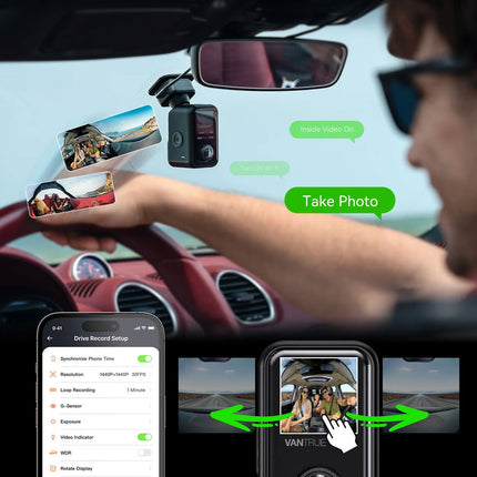 Vantrue E360 Cloud 5K 2CH Wifi GPS 360 graden dashcam