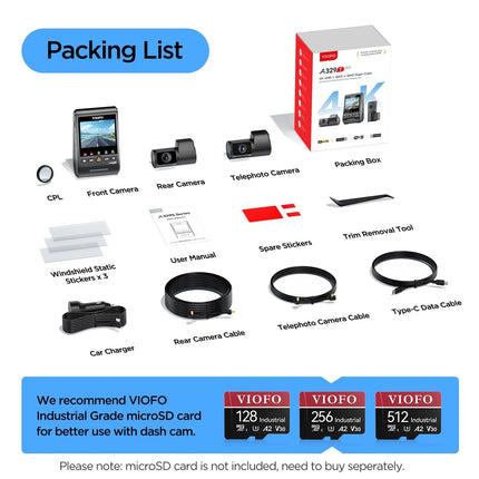 Viofo A329T 3CH 4K Wifi GPS dashcam