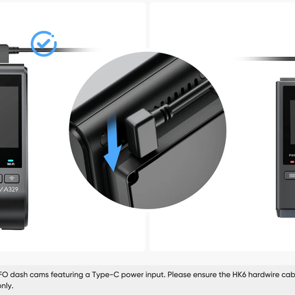 Viofo HK6 kit hardwire USB-C à 3 fils 