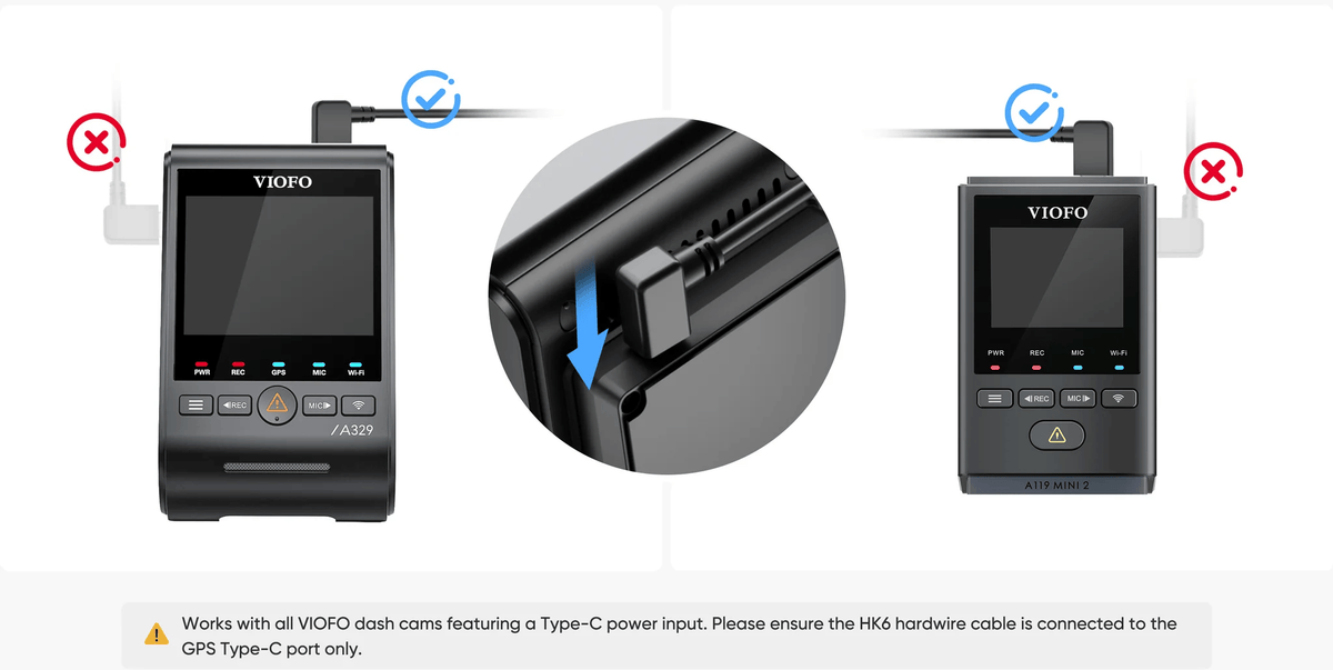 Viofo HK6 kit hardwire USB-C à 3 fils 
