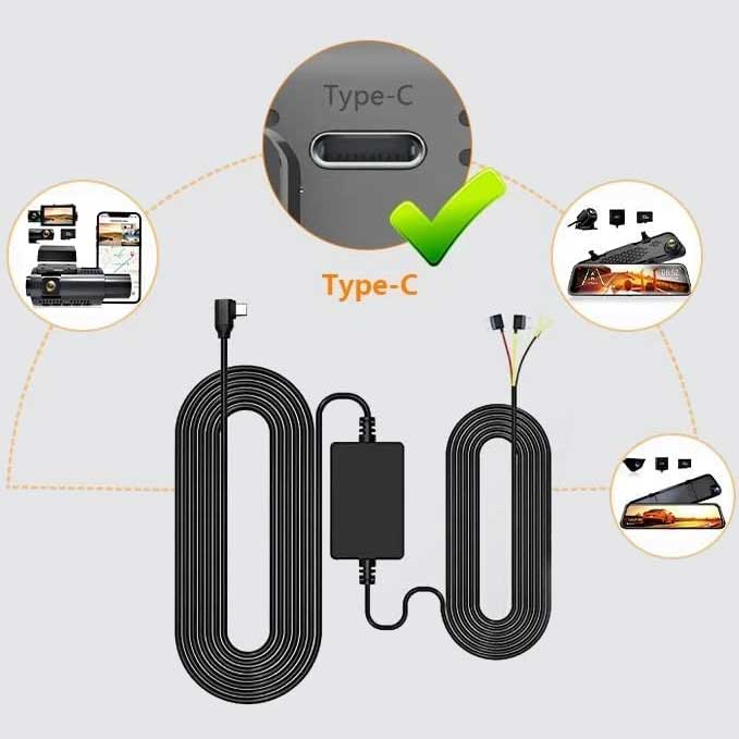 Wolfbox 4A kit hardwire USB-C 3 fils