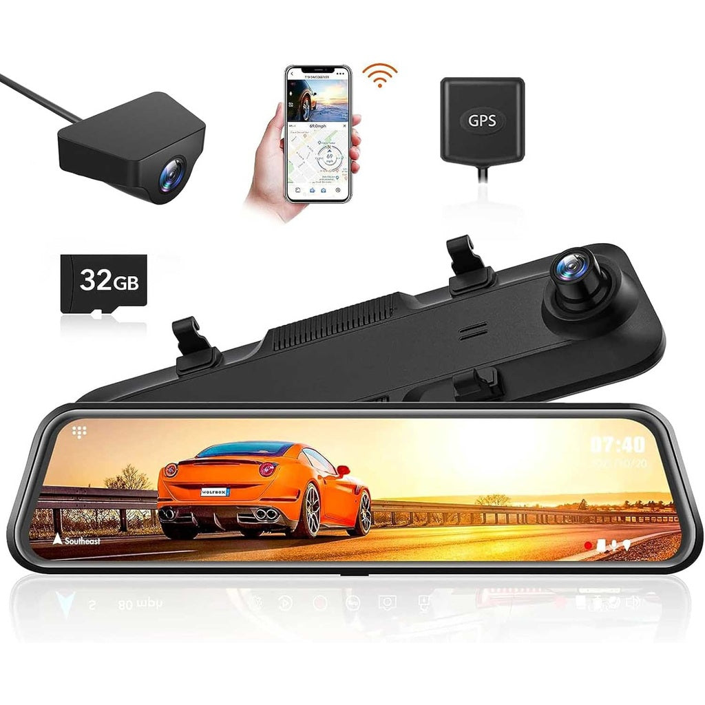 Wolfbox G840H 2K Wifi GPS 32 go Mirror dashcam