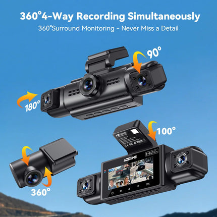 <tc>AZDome M350 4CH 2K Wi-Fi GPS 64 Go dashcam à 360 degrés</tc>